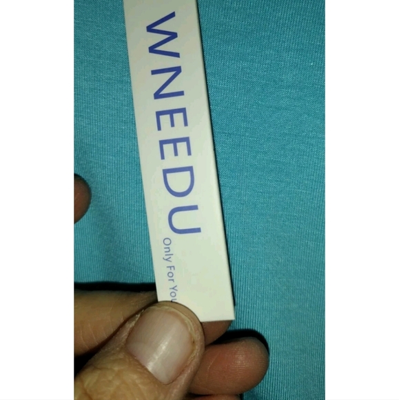 WNEEDU L aqua blue quarter sleeve scoopneck maxi floral skirt pockets - Picture 8 of 10